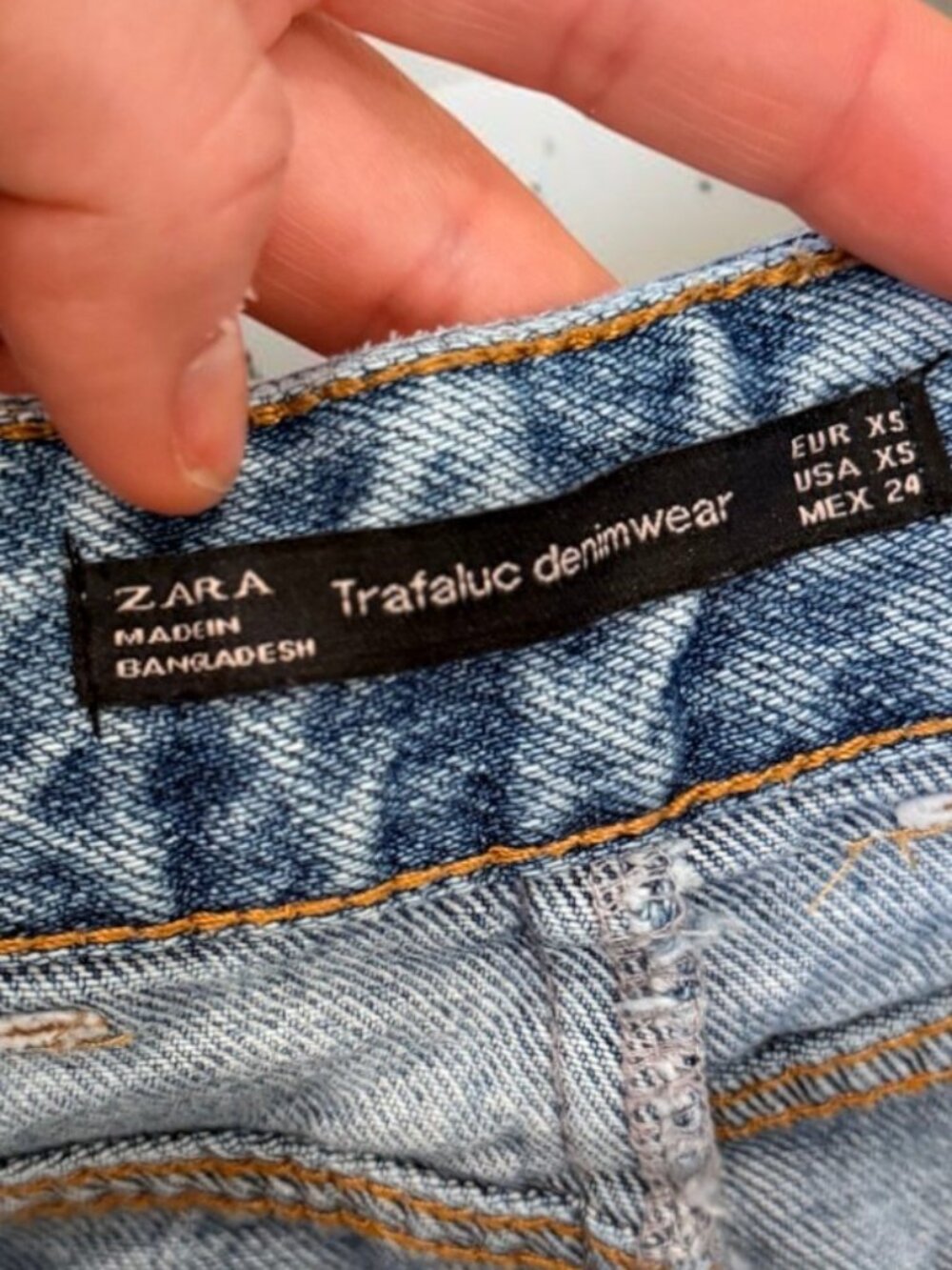 ZARA IX’D Denim Makers Asymmetrical Knee Length Denim Jean Skirt Size XS - Picture 9 of 10